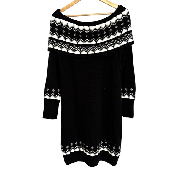 Loft Off Shoulder Fair Isle Sweater Dress Size Large NWT - Picture 6 of 10